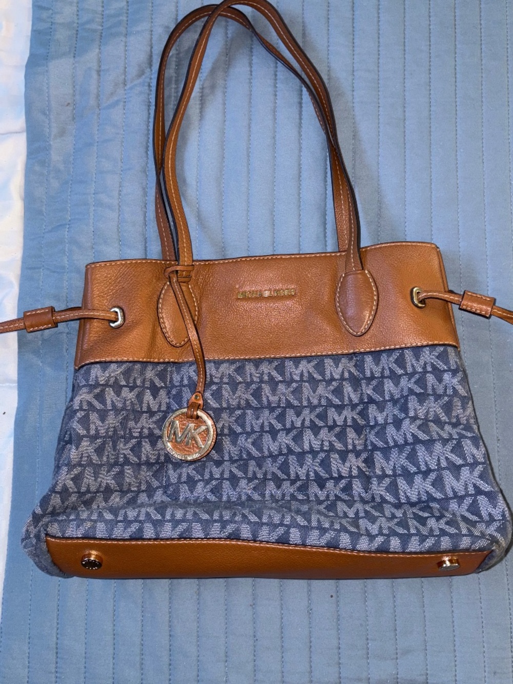 Michael Kors Marina Leather/Denim MK Logo bag - Picture 2 of 12